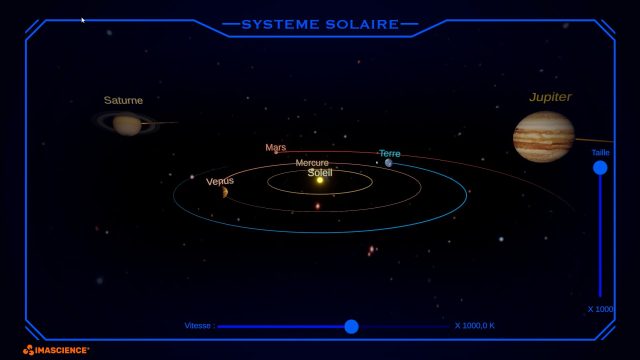 Application tactile — Simulateur du système solaire.